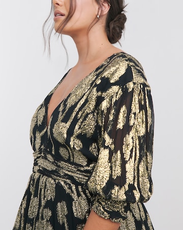 Simply Be Black and Gold Jacquard Maxi Dress