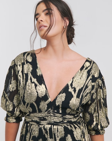 Simply Be Black and Gold Jacquard Maxi Dress