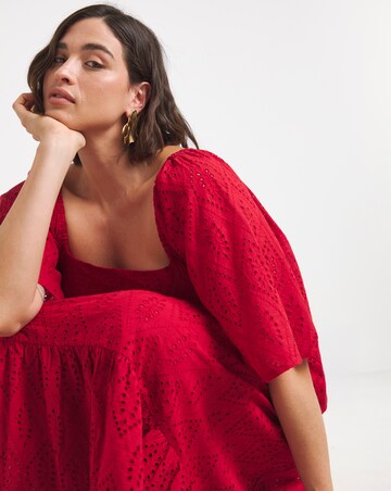 Simply Be Red Broderie Tiered Maxi Dress