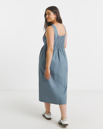 Simply Be Blue Seamed Detail Utility Midi Dress