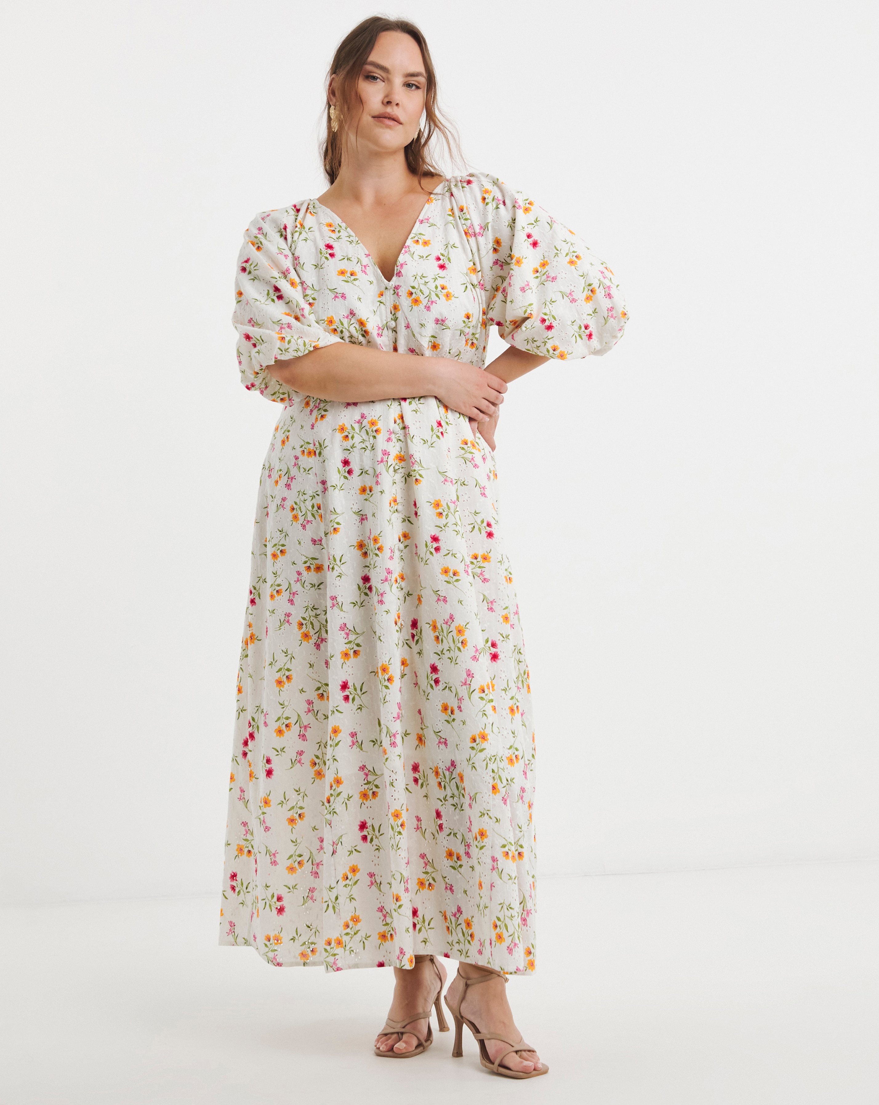 Simply Be Floral Broderie Midi Dress