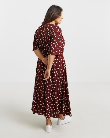 Simply Be Chocolate Spot Print Viscose Midi Dress