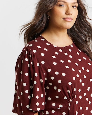 Simply Be Chocolate Spot Print Viscose Midi Dress