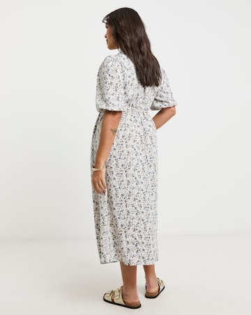 Simply Be Floral Print Button Through Midi Dress With Pockets