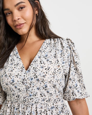 Simply Be Floral Print Button Through Midi Dress With Pockets