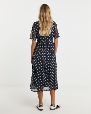 Simply Be Black Daisy Printed Mesh Midi Dress