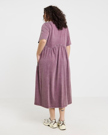 Simply Be Pink Acid Wash Midi Smock Dress With Pockets