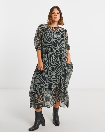 Simply Be Green Print Georgette Maxi Dress