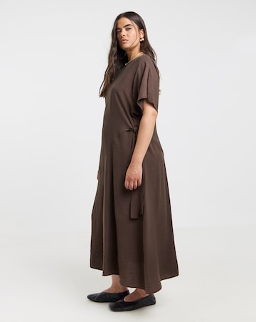 Simply Be Chocolate Side Tie Fit & Flare Midi Dress