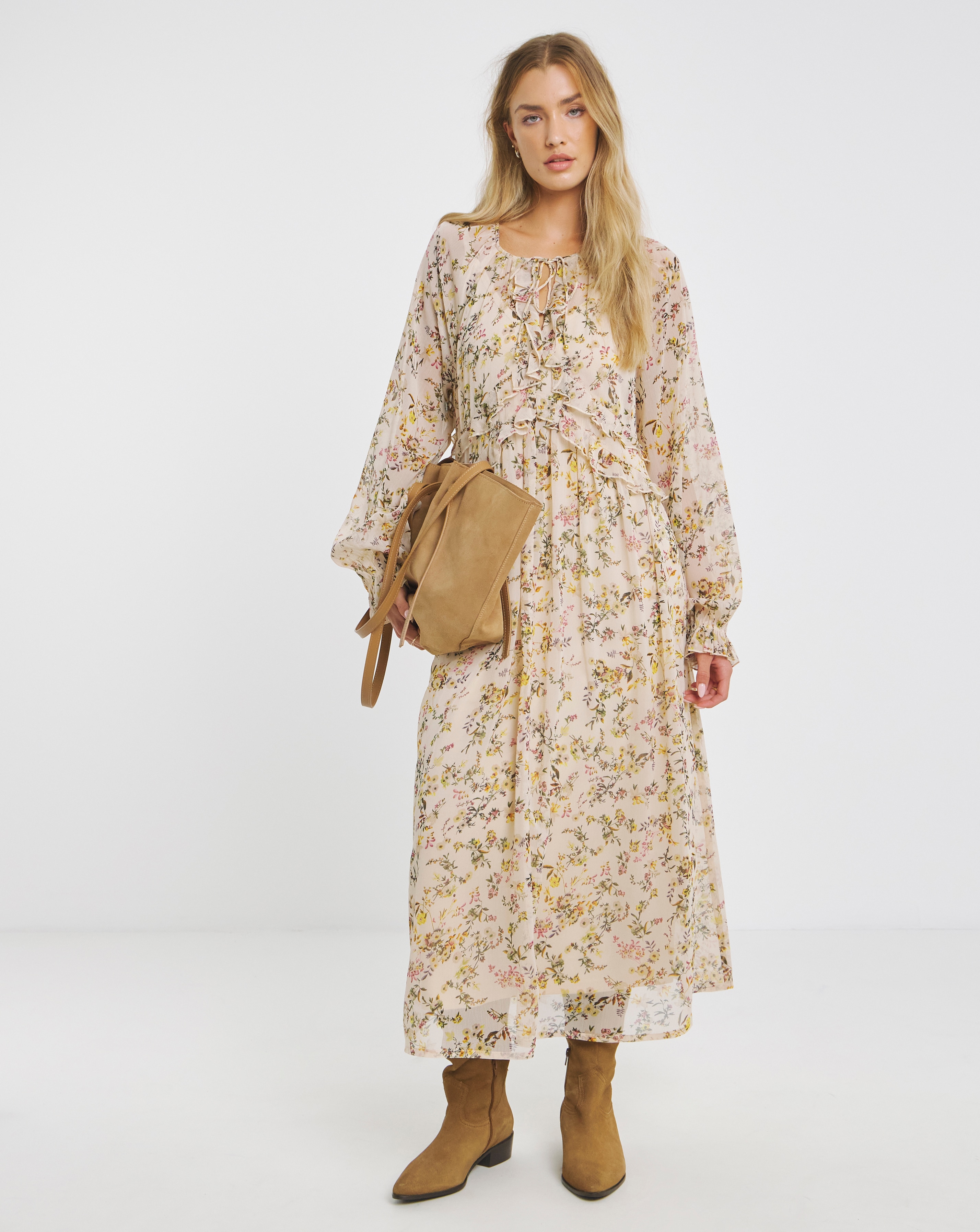 Georgette Frill Maxi Dress