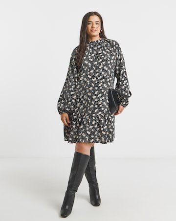Simply Be Ditsy Print Drop Waist Smock Dress
