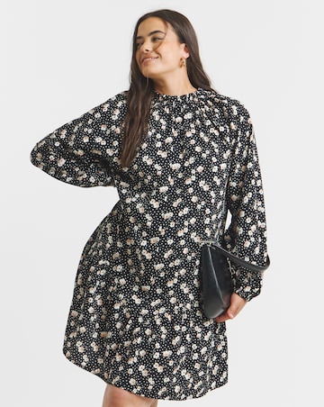 Simply Be Ditsy Print Drop Waist Smock Dress