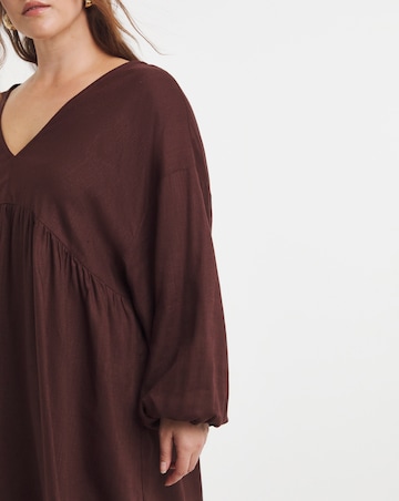 Simply be Chocolate Linen Blend Smock Dress