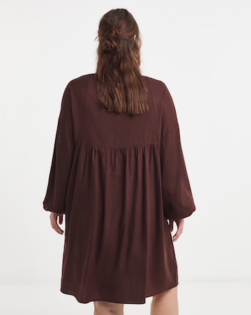 Simply be Chocolate Linen Blend Smock Dress