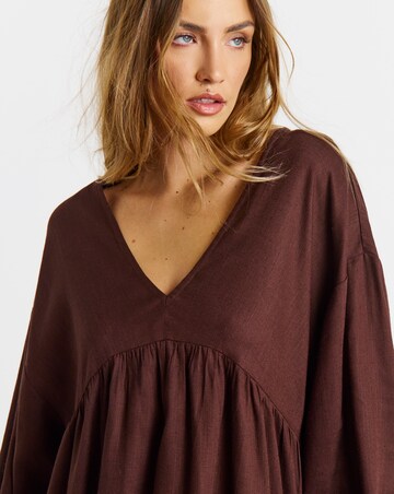 Simply be Chocolate Linen Blend Smock Dress