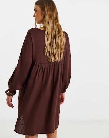 Simply be Chocolate Linen Blend Smock Dress