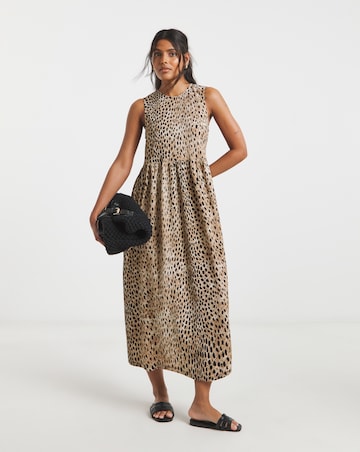 Simply Be Animal Printed Waffle Tie Back Midi Dress