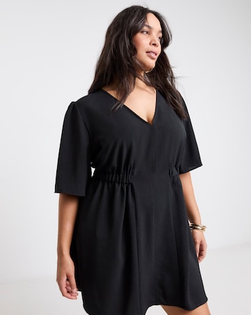 Simply Be Black Cinched Waist Skater Dress With Pockets