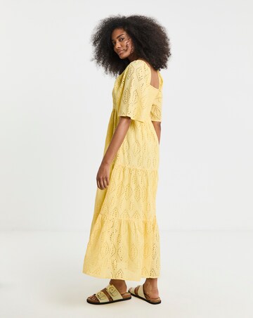Simply Be Yellow Broderie Tiered Maxi Dress