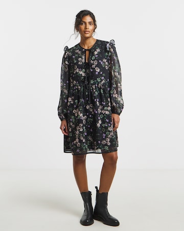 Simply Be Ditsy Print Bow Detail Skater Dress