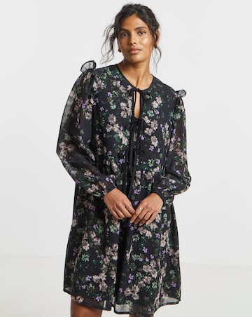 Simply Be Ditsy Print Bow Detail Skater Dress