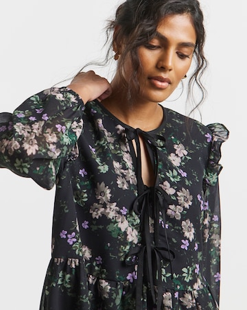 Simply Be Ditsy Print Bow Detail Skater Dress