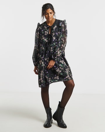 Simply Be Ditsy Print Bow Detail Skater Dress