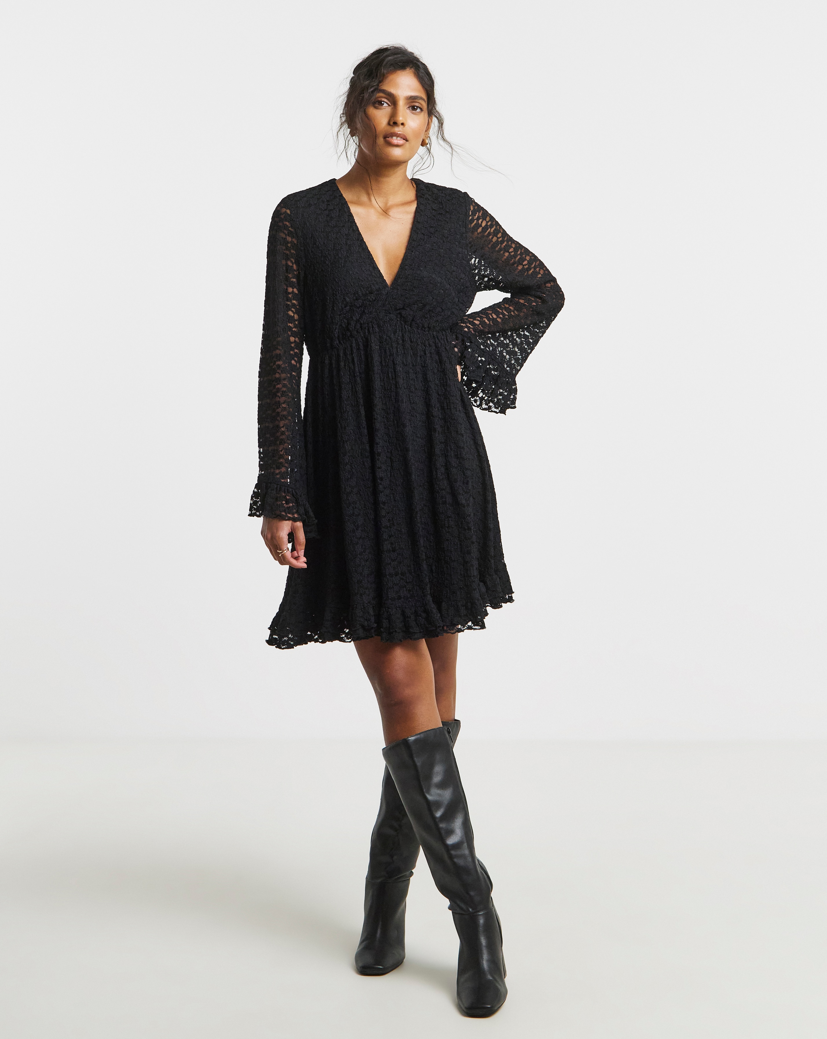 Simply Be Black Lace Skater Dress