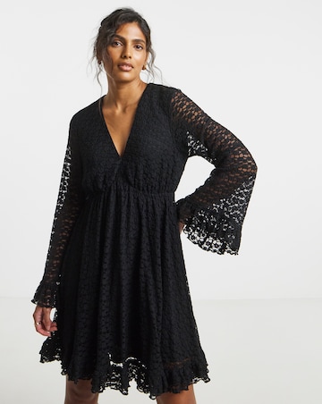 Simply Be Black Lace Skater Dress