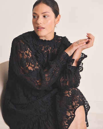 Simply Be Black Lace Ruffle Mini Dress