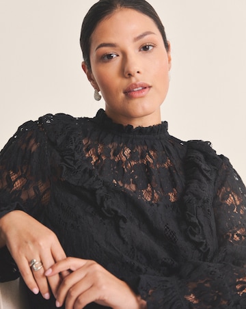 Simply Be Black Lace Ruffle Mini Dress