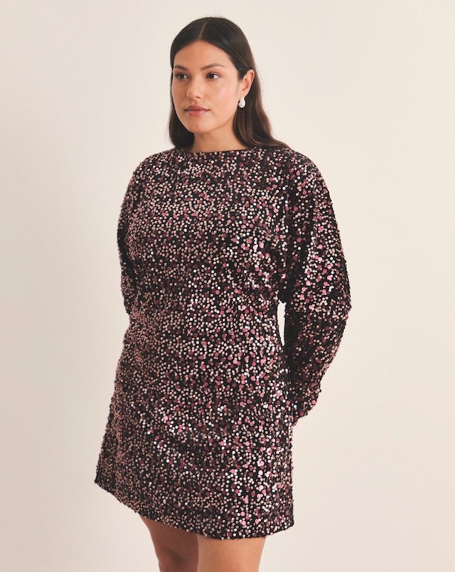 Simply Be Burgundy Velour Sequin Mini Dress