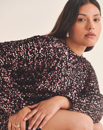 Simply Be Burgundy Velour Sequin Mini Dress