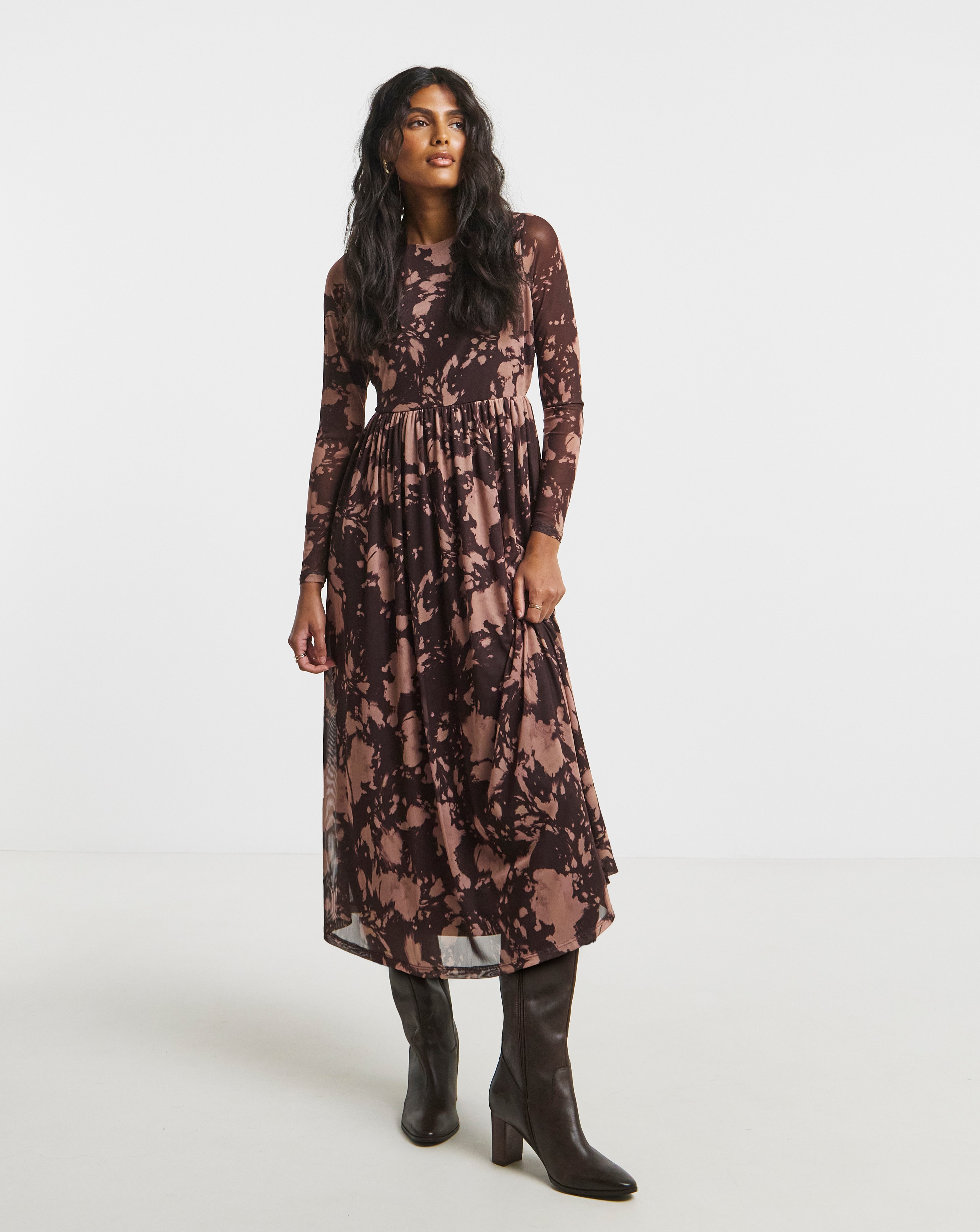 Simply Be Burgundy Mesh Midi Dress