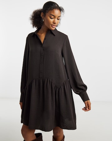 Simply Be Chocolate Drop Hem Shirt Dress