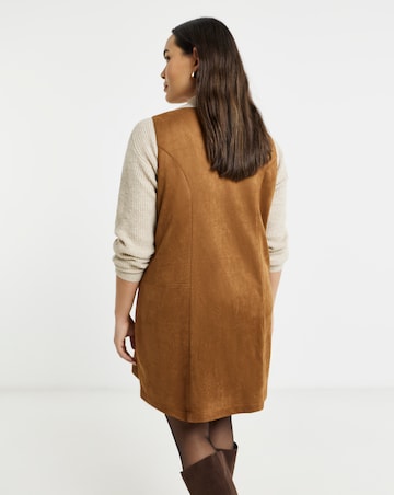 Simply Be Tan Suedette Button Through A Line Dress