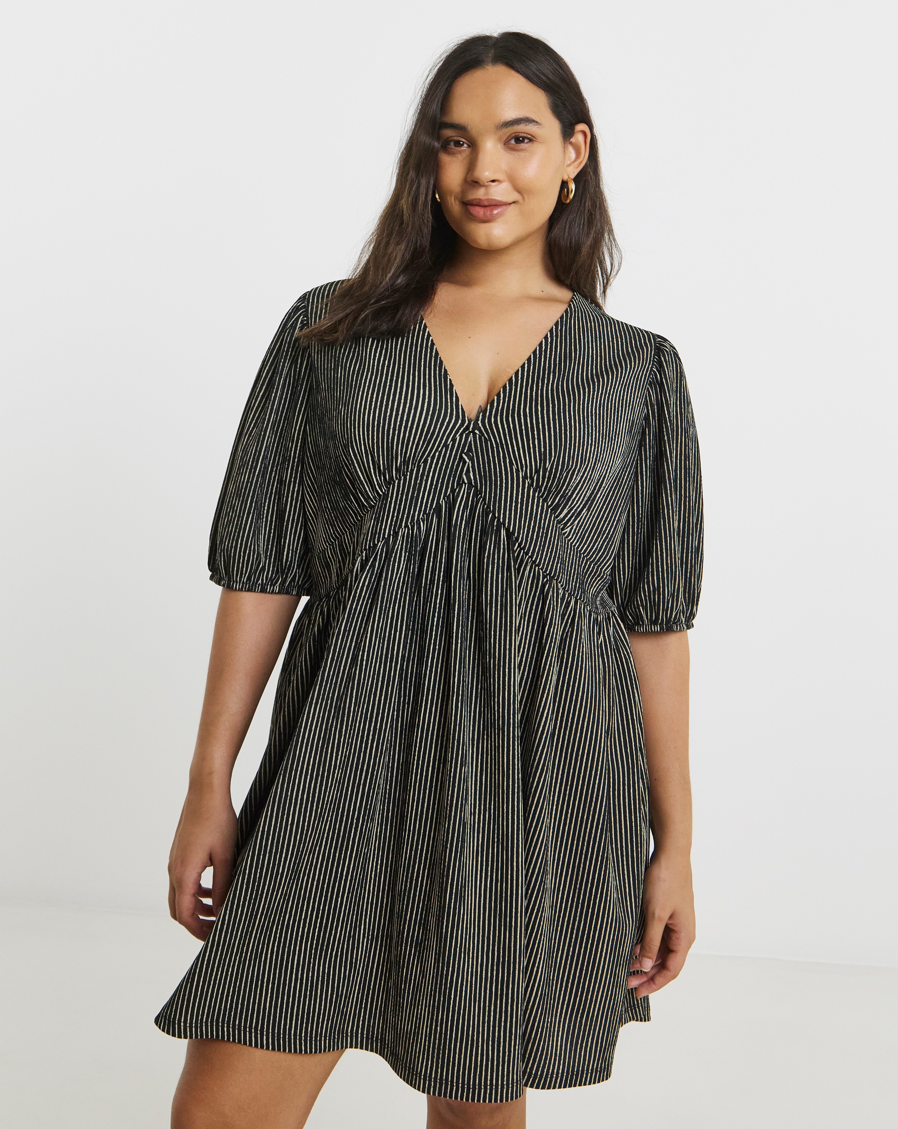 Waffle Waist Detail Skater Dress