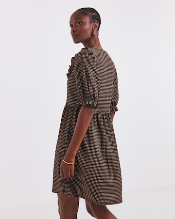 Simply Be Gingham Waffle Frill Detail Skater Dress