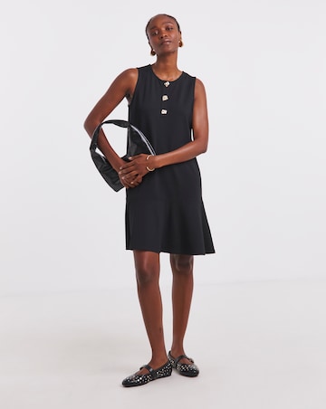 Simply Be Black Ponte Shift Dress With Drop Waist