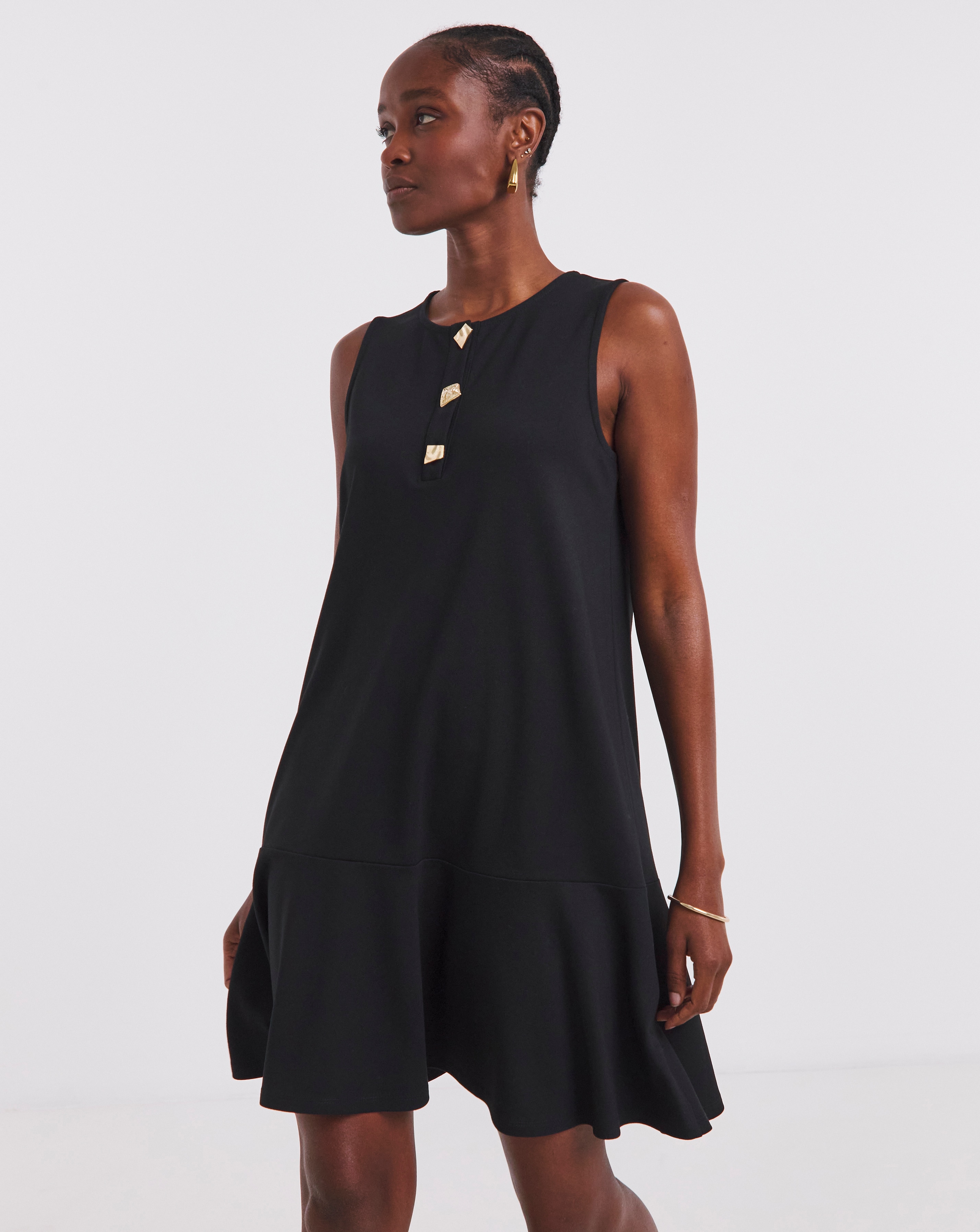 Black Ponte Shift Dress