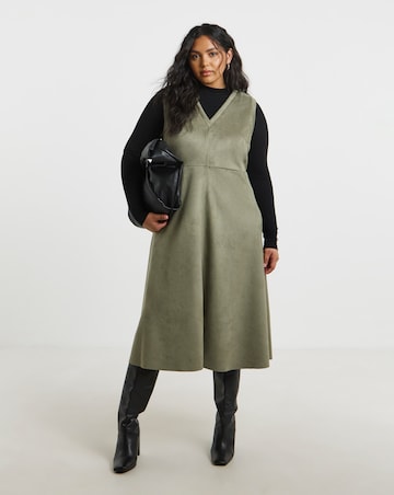 Simply Be Khaki Suedette Pinafore Dress