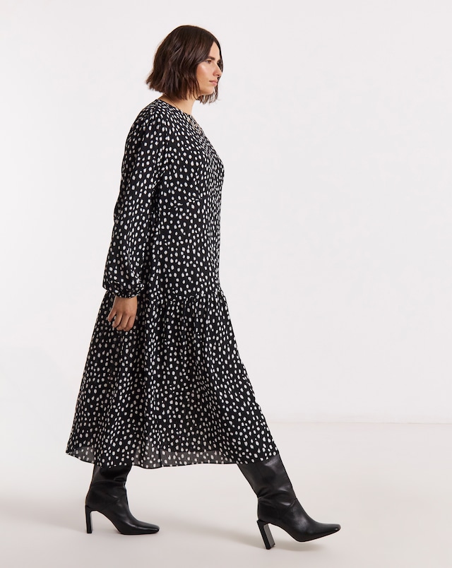 Simply Be Spot Print Cinch Detail Midi Dress