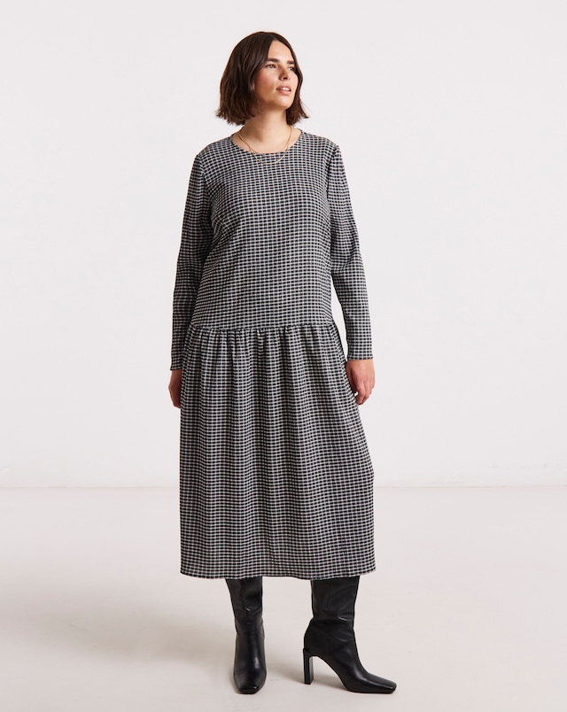 Simply Be Mono Jersey Check Midi Dress