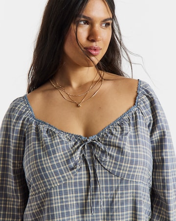 Simply Be Check Drop Waist Milkmaid Mini Dress