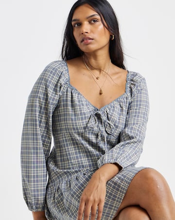 Simply Be Check Drop Waist Milkmaid Mini Dress