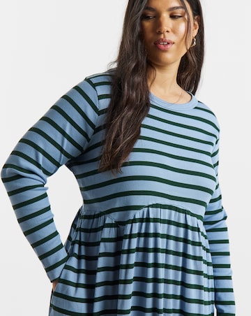 Simply Be Blue Stripe Ribbed Midi Dress With Pockets