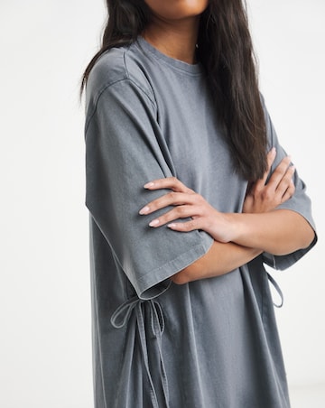 Simply Be Grey Acid Wash Cinched T-Shirt Dress