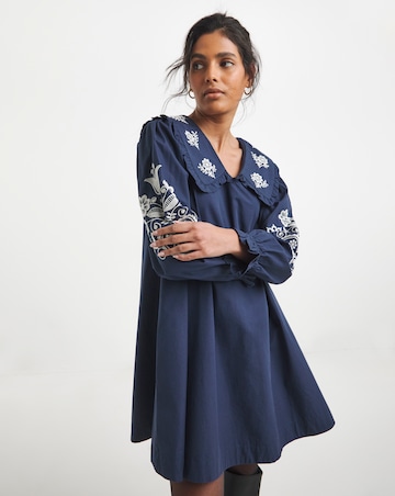 Simply Be Embroidered Collar Detail Shirt Dress