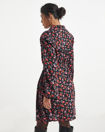 Simply Be Floral Print Frill Detail Shirt Dress