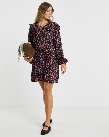 Simply Be Floral Print Frill Detail Shirt Dress